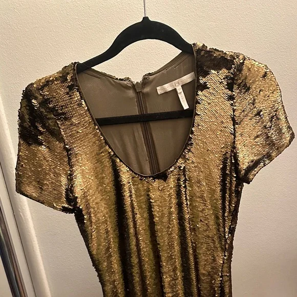 Halston Heritage | Dresses | Halston Heritage Gold Sequin Mini Dress |  Poshmark